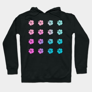 Back to School Teal and Fuchsia Gradient Hibiscus Flowers Hoodie